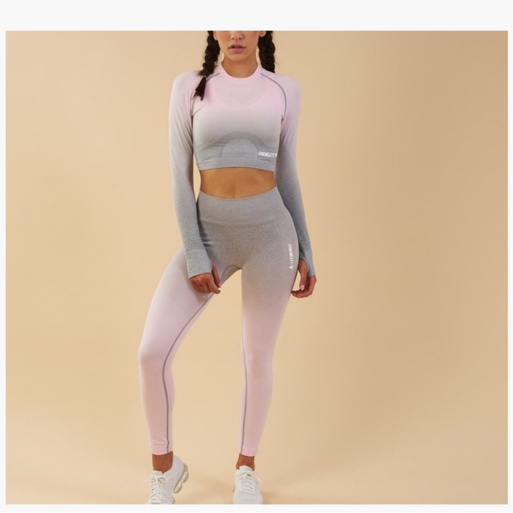 Gymshark- Ombre Light Gray and Soft Pink Leggings
